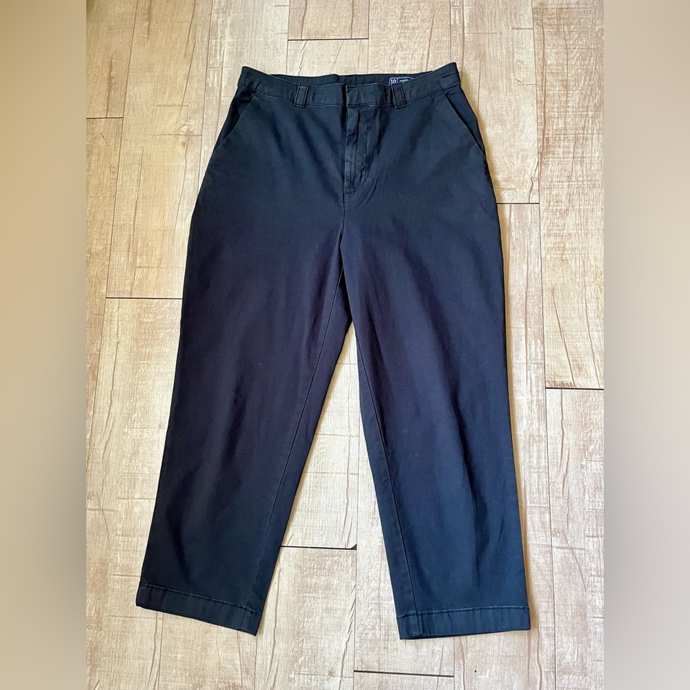 GAP Black Chinos Classic Straight-Leg Mid Rise Downtown Khakis Women’s Size 10